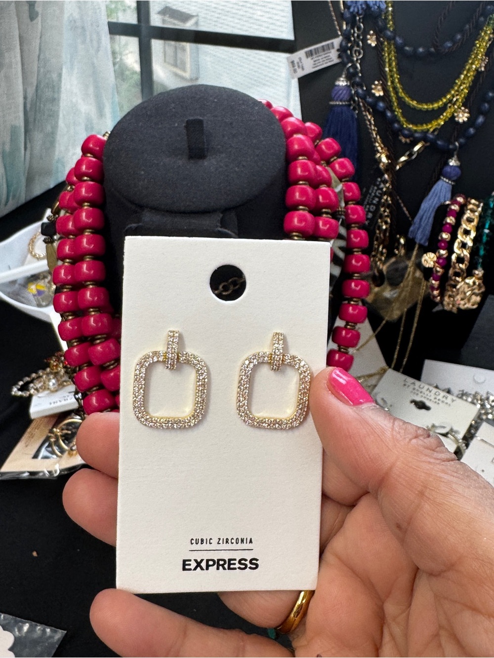 Express Gold-Tone Pave Square Drop Earrings 388